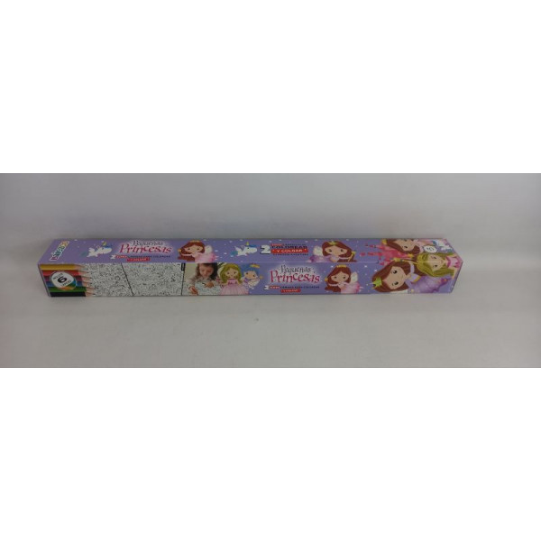 LAMINAS PARA COLOREAR Y COLGAR X2 + 6 LAPICES PEQUE?AS PRINCESAS-