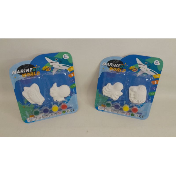 FIGURAS SURTIDAS MARINAS YESO X2 PARA PINTAR 20X20CM 515512