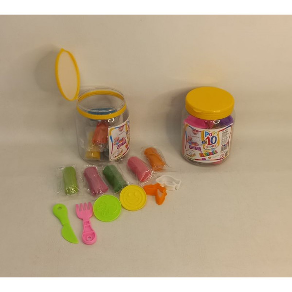 MASAS PARA MODELAR POTE X10 COLORES SURTIDOS + ACCE 14X11CM 30