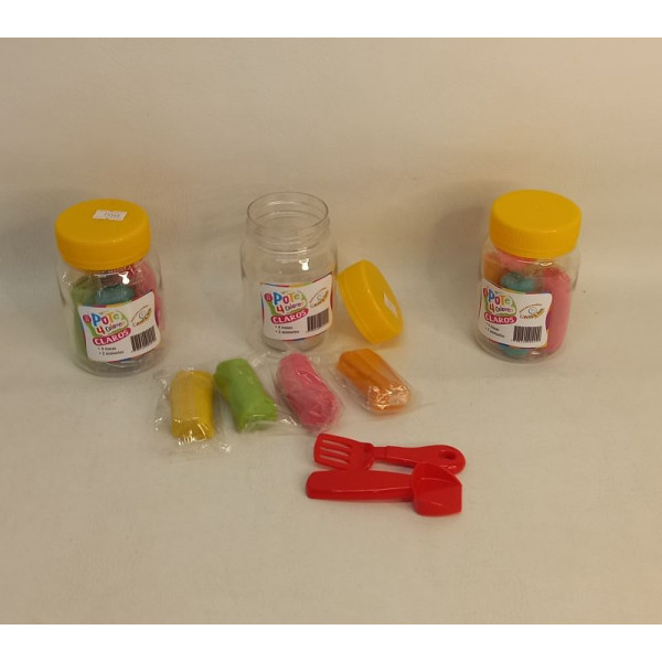 MASAS PARA MODELAR POTE X4 COLORES CLAROS + ACCESORIOS 12X7CM 32