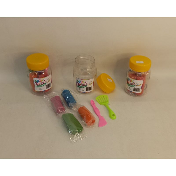 MASAS PARA MODELAR POTE X4 COLORES OSCUROS + ACCESORIOS 12X7CM 33