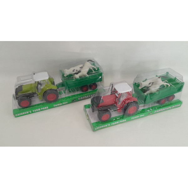 TRACTOR CON ACOPLADO + ANIMALES 40CM 0488-269