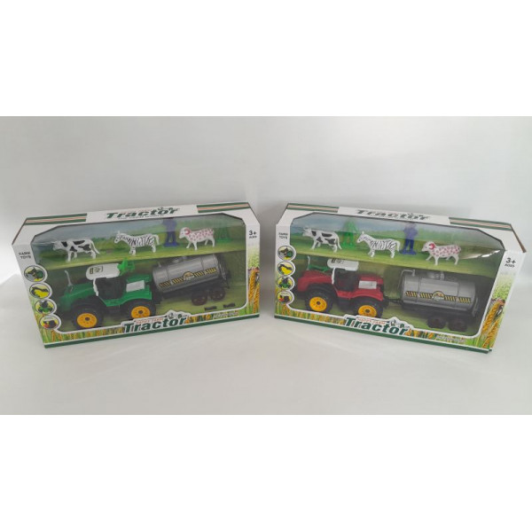 TRACTOR CON IMPLEMENTO + ANIMALES 40CM 123-C4