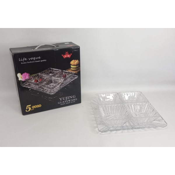 CENTRO DE MESA 28cm + 4 COMPOTERAS DE VIDRIO 23255