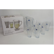 JARRA 1500cc + 6 VASOS 300cc VIDRIO TEXTURADO 41387