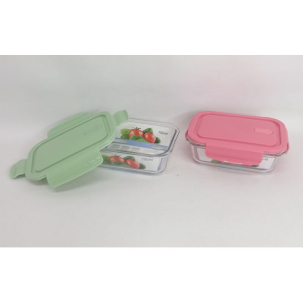 BOWL VIDRIO RECTANGULAR CON TAPA 700cc 18078