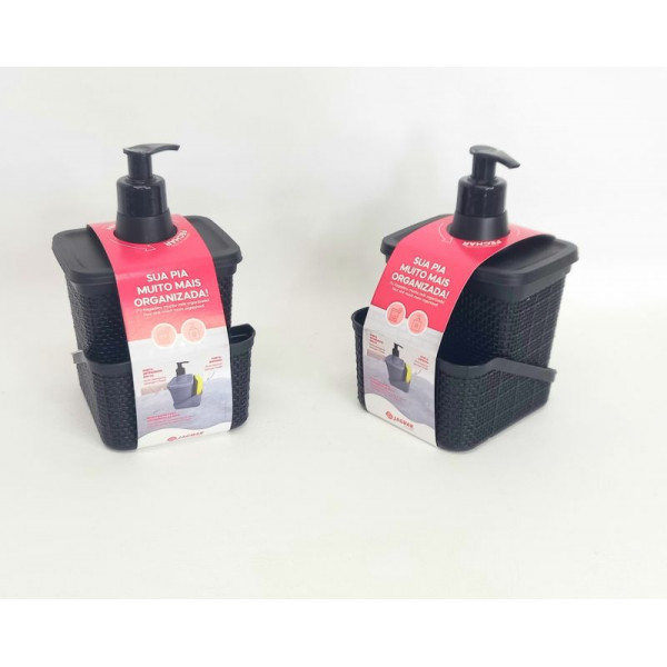 PORTA DETERGENTE / ESPONJA NEGRO 600ml 10X12cm 3390