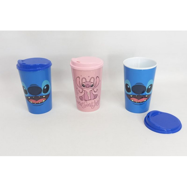 VASO CON TAPA CAFE 600cc LILO Y STITCH