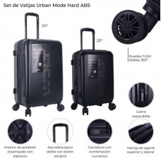 VALIJA URBAN ABS RIGIDO SET X2 NEGRO 24/20 WDLT D/RUEDA 39984
