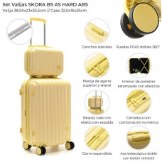 VALIJA SKORA BS AS ABS RIGIDO AMARILLO 20 SET X2 41469
