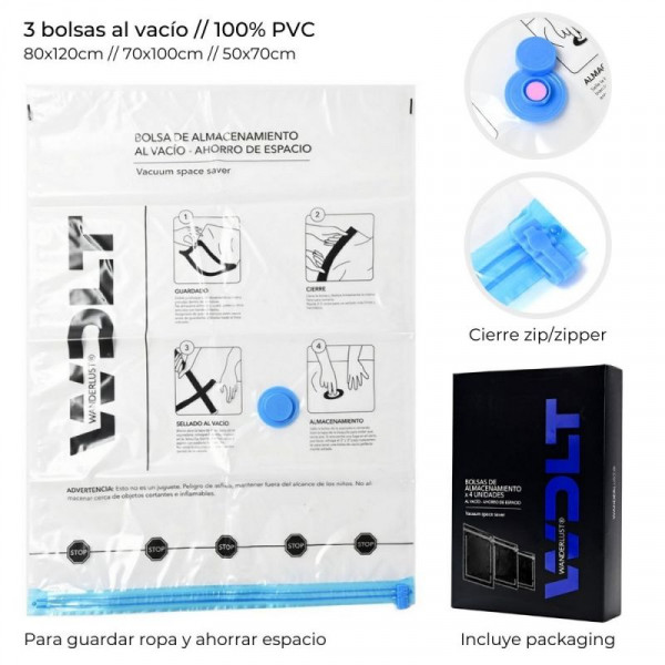 BOLSA AL VACIO PARA ROPA SET X3 80X120cm WDLT 38631