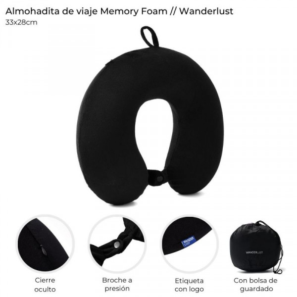 ALMOHADA DE VIAJE MEMORY PLEGABLE CON BOLSA WDLT 38809