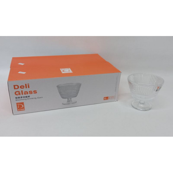 COPA DE VIDRIO LABRADO PARA POSTRE 340ml X6 18736