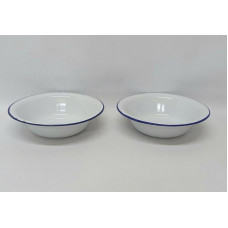 BOWL ENLOZADO BLANCO CON BORDE AZUL 24cm 18844