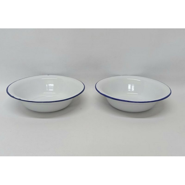 BOWL ENLOZADO BLANCO CON BORDE AZUL 24cm 18844