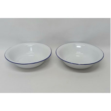 BOWL ENLOZADO BLANCO CON BORDE AZUL 26cm 18845