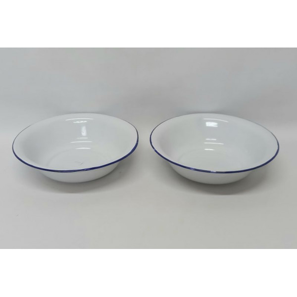 BOWL ENLOZADO BLANCO CON BORDE AZUL 26cm 18845