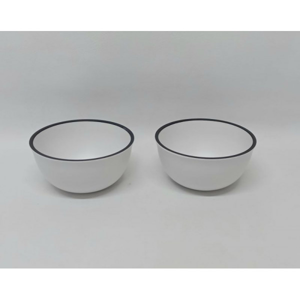 BOWL MELAMINA BLANCA BORDE NEGRO 170gr 18916