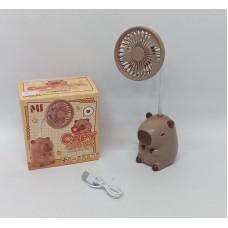 VENTILADOR PORTATIL DE MANO USB + SACAPUNTA CAPIBARA 15X7cm 19026