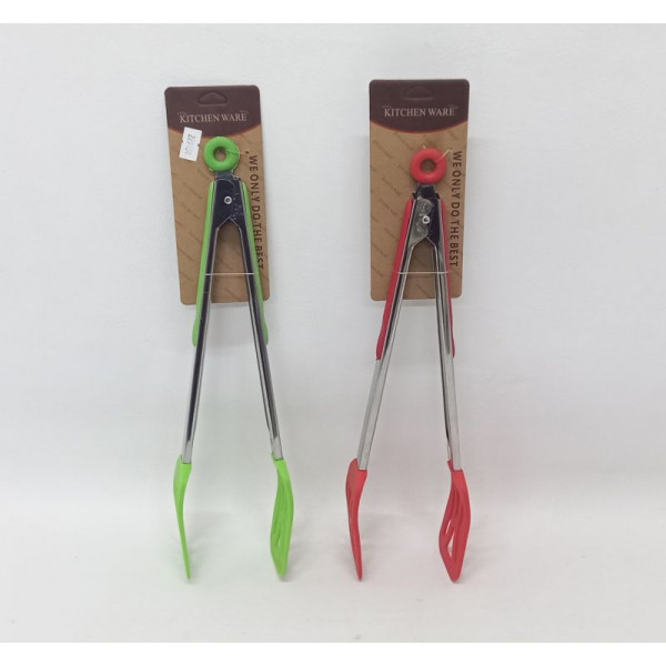 PINZA DE SILICONA Y ACERO CON STOP 34cm 10587