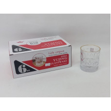 VASO VIDRIO BORDE DORADO 300cc X6 23025