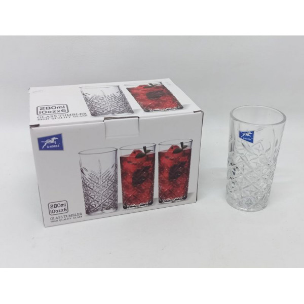 VASO VIDRIO TEXTURADO 300cc X6 31005