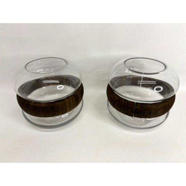 PORTA VELA VIDRIO/MADERA 19X18X18cm 6394