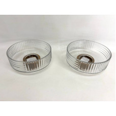 BOWL VIDRIO REDONDO BASE MADERA 23X11cm 6383