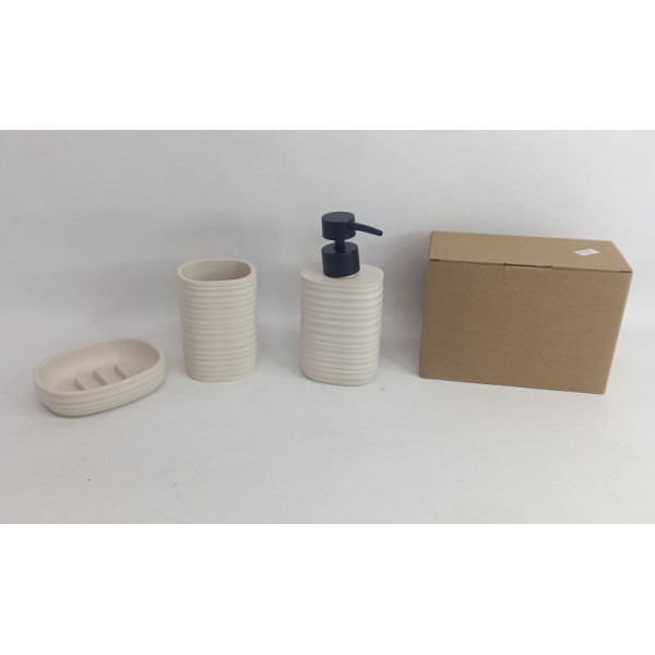 DISPENSER JABON LIQUIDO SET X3 CERAMICA BLANCO 225ml 6371