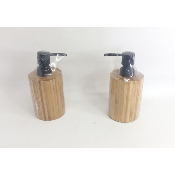 DISPENSER JABON LIQUIDO BAMBOO CILINDRICO 17X8cm NS388964