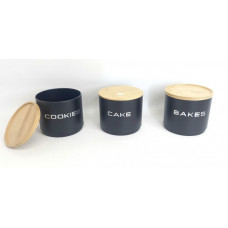 LATAS REDONDAS SET X3 TAPA MADERA 12X13cm 5461