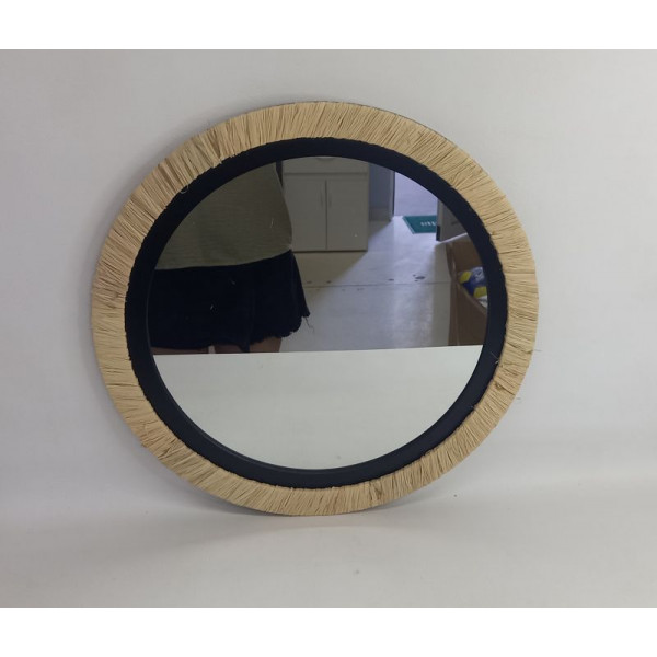 ESPEJO REDONDO MARCO MADERA NEGRO 47X3cm 6326