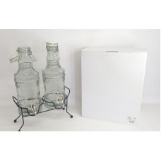 BOTELLA VIDRIO DISPENSER X2 BASE METAL NEGRO 35X12cm