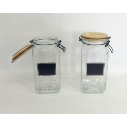 FRASCO VIDRIO HERMETICO TAPA BAMBOO CUADRADO 23X10cm 5541