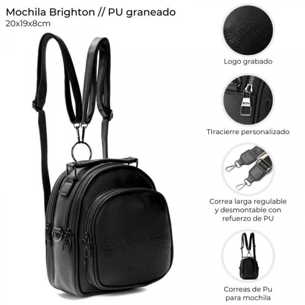 MOCHILA BANDOLERA CUERO PU 20X19X18cm SKORA 38361