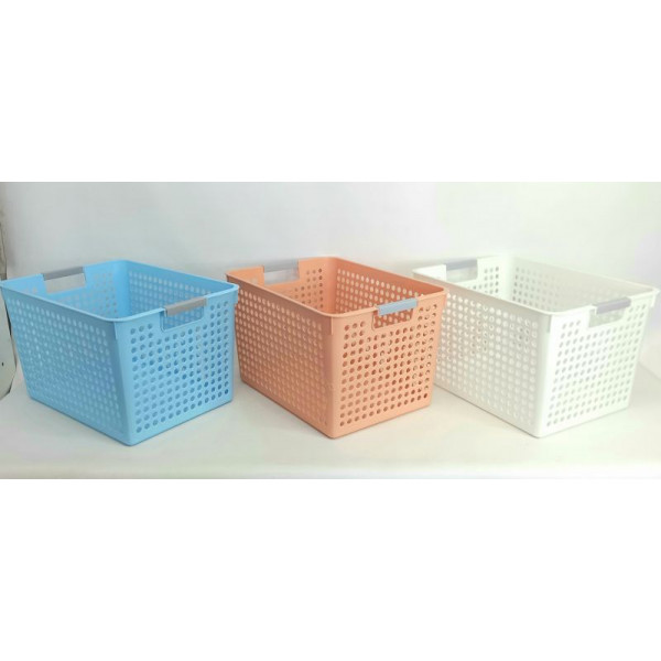 CANASTO ORGANIZADOR PVC CON MANIJAS 30X25X20cm 19052