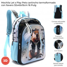 MOCHILA TERMOFORMADA LETS PLAY PETS CARPINCHO C/LLAVERO 16 42915