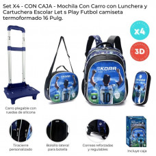 MOCHILA CARRO SET X4 EN CAJA FUTBOL CAMISETA 16 42929