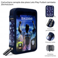 CARTUCHERA DOS PISOS FUTBOL CAMISETA 20X14X6cm 42131