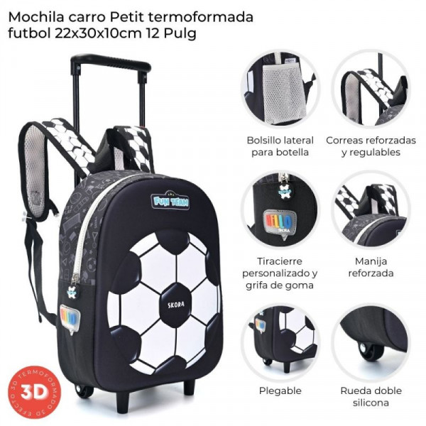 MOCHILA CARRO PETIT TERMOFORMADA FUTBOL 12  37665