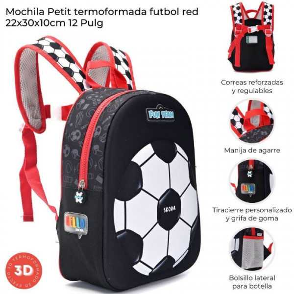 MOCHILA PETIT TERMOFORMADA FUTBOL RED 12  37666