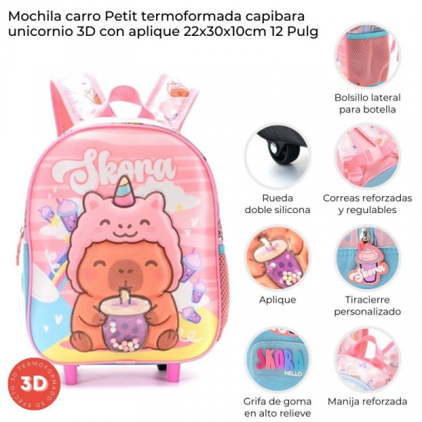 MOCHILA CARRO CAPIBARA UNICORNIO 12  42186
