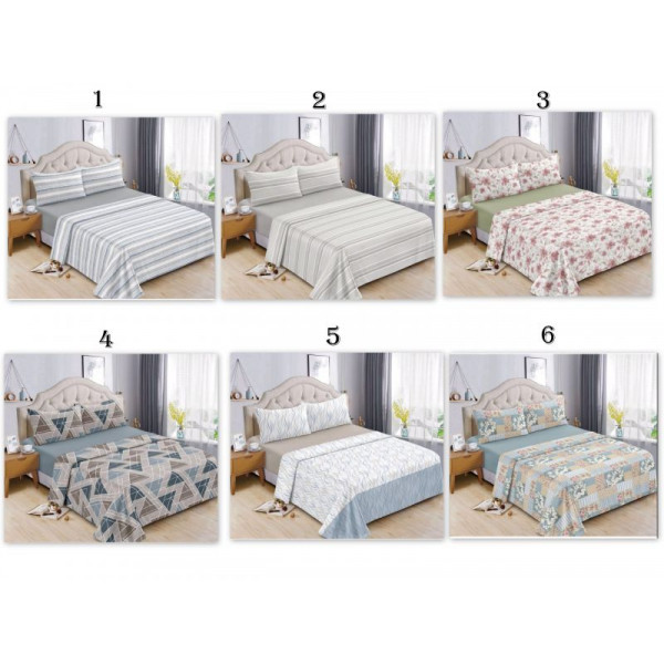 JUEGO DE SABANAS 230X240 1200 HILOS QUEEN  ESTAMP-AJUSTABLE LISA