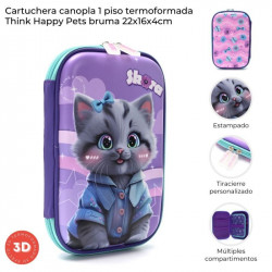 CARTUCHERA 1 PISO 3D TERMOFORMADA GATITO BRUMA SK 43159