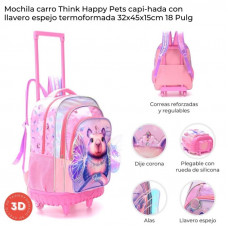 MOCHILA C/CARRO REFORZADO PLEGABLE CAPI-HADA C/LLAVERO 18 42924