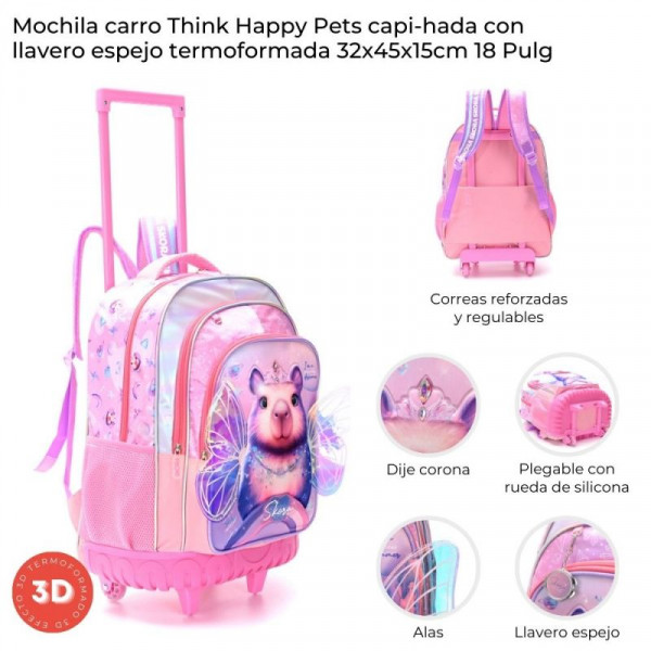 MOCHILA C/CARRO REFORZADO PLEGABLE CAPI-HADA C/LLAVERO 18 42924
