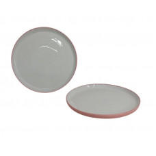 PLATO PLAYO CERAMICA BLANCO C/BORDE ROSA 27cm   2724