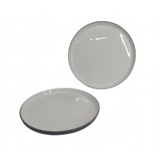 PLATO PLAYO CERAMICA BLANCO C/BORDE GRIS 27cm   2720