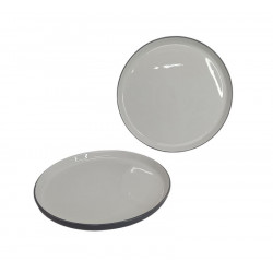 PLATO PLAYO CERAMICA BLANCO C/BORDE GRIS 27cm   2720