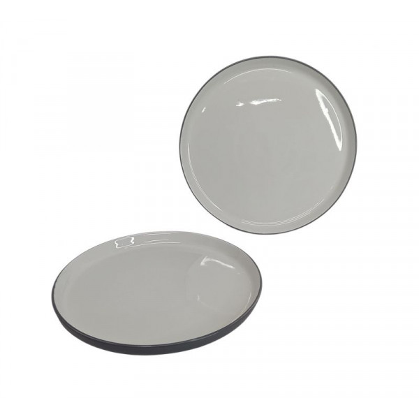 PLATO PLAYO CERAMICA BLANCO C/BORDE GRIS 27cm   2720